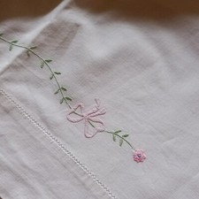 LENZUOLINO VINTAGE LETTINO BIMBI NEONATI RICAMATO A MANO 112x75 lenzuolo bambini