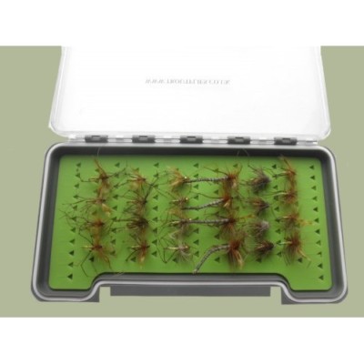 Daddy Long Legs Fliegen, 24er Set, Silikoneinsatz Slimline Box, Forellenfliegen