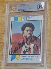 Signed 1973 Curley Culp Chiefs Rookie  Card #167 Beckett BAS Slabbed Auto 