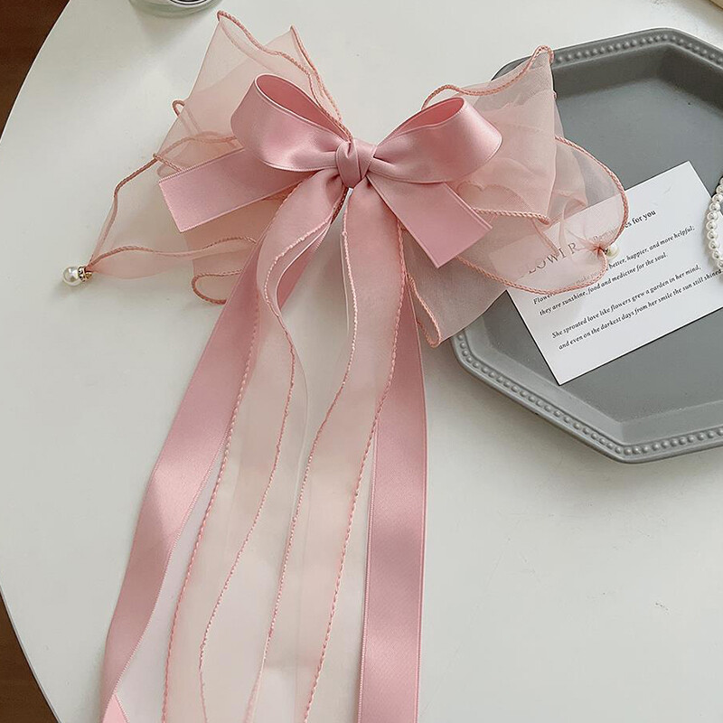 Trendy Large Barrette Hair Clip Multilayer Ribbon Bow Hairpins Pearls Hair Pins eBay