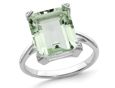5.45 Carat ctw Green Quartz Ring in Sterling Silver