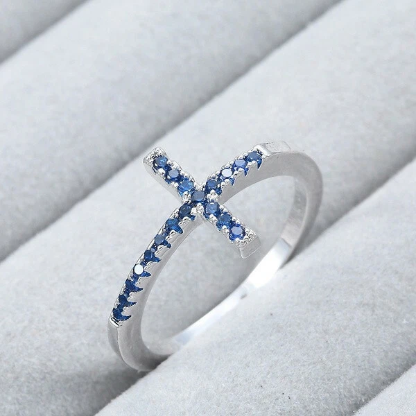 Hermosa Plata 925 con Zafiro Azul Talla 6 Foto 3 de 3