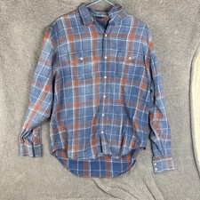 Lucky Brand Shirt Mens XL Blue Plaid Flannel Button Front Long Sleeve Casual