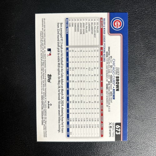 2025 Topps Series 2 Ben Brown Future Stars Chicago Cubs - Picture 2 of 2