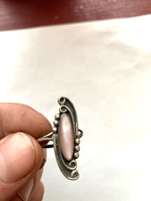 Ladies Rose Quartz  Silver Oval Vintage Ring