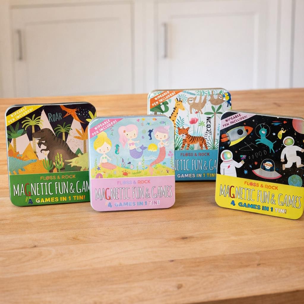 Magnetische Spaß & Spiele Kinder 4 Spiele in 1 Dose Kinder Reise Aktivität Geschenkidee