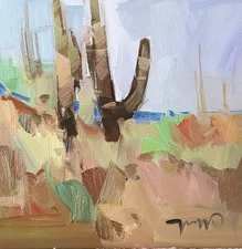 Desert Whimsical Art PRINT Painting 16x16 by Impressionism Artist Jose Trujillo