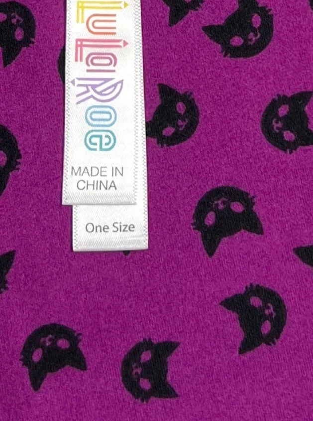 Leggings LuLaRoe OS tamanho único MAGENTA ROSA gatinho gato animal de estimação Halloween noite animal - Imagem 4 de 4