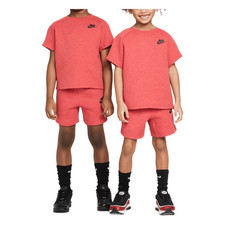 Nike Little Kids' Tech Fleece Tee and Shorts Set Light University Red Heather 
