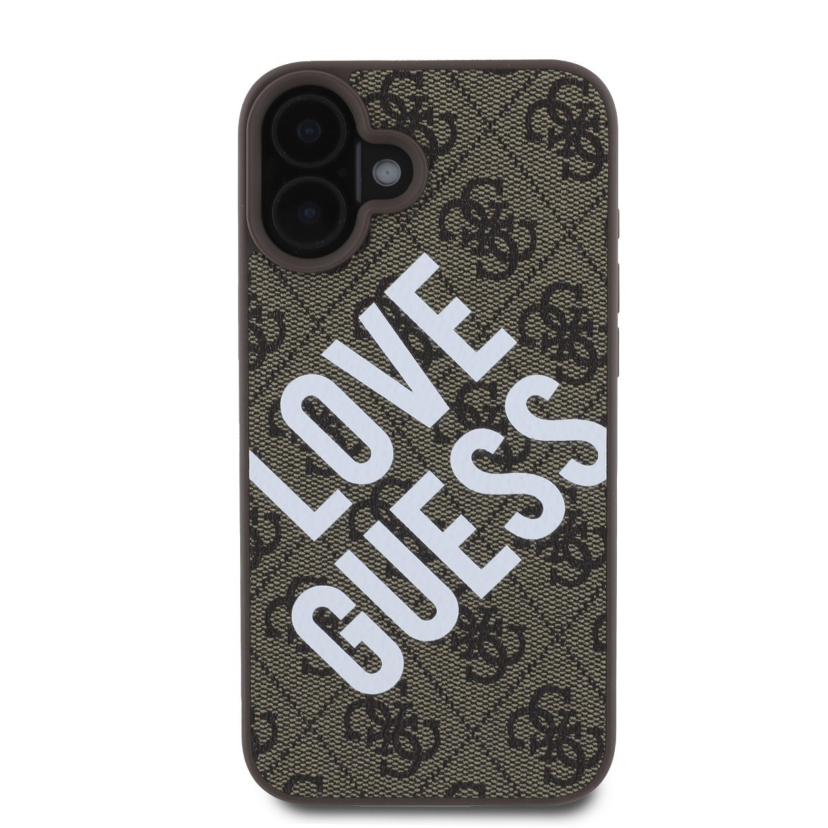 Coque Guess iPhone 16 marron protection motif 4G rigide antichoc étui de créateur
