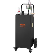 VEVOR Fuel Caddy Fuel Storage Tank 35 Gallon 4 Wheels with Manual Pump, Black