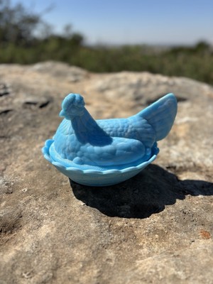 Fenton Slag Blue Hen On Nest
