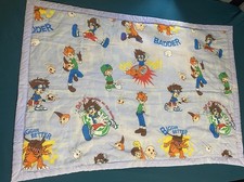 Couverture Digimon vintage fait maison ? Anime Tai Kamiya Agumon bleu 41,5 x 59"