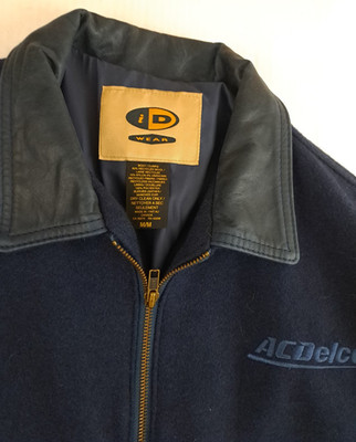 Vintage AC Delco Leather and Wool  Snap Button Varsity Racing Jacket ID Wear Med