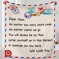 50x60 Inch To My Mom Throw Blanket Soft Flannel I Love You Letter Mother Gift