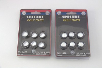 (12) 7/16'' or 10mm Chrome Bolt Caps 2 Pack SB BB Chevy SBC BBC Ford 302 350 454