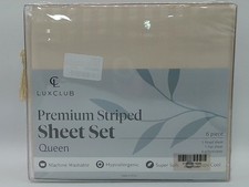 LuxClub Microfiber Collection Sheet Set Queen Size 37-Striped-Cream