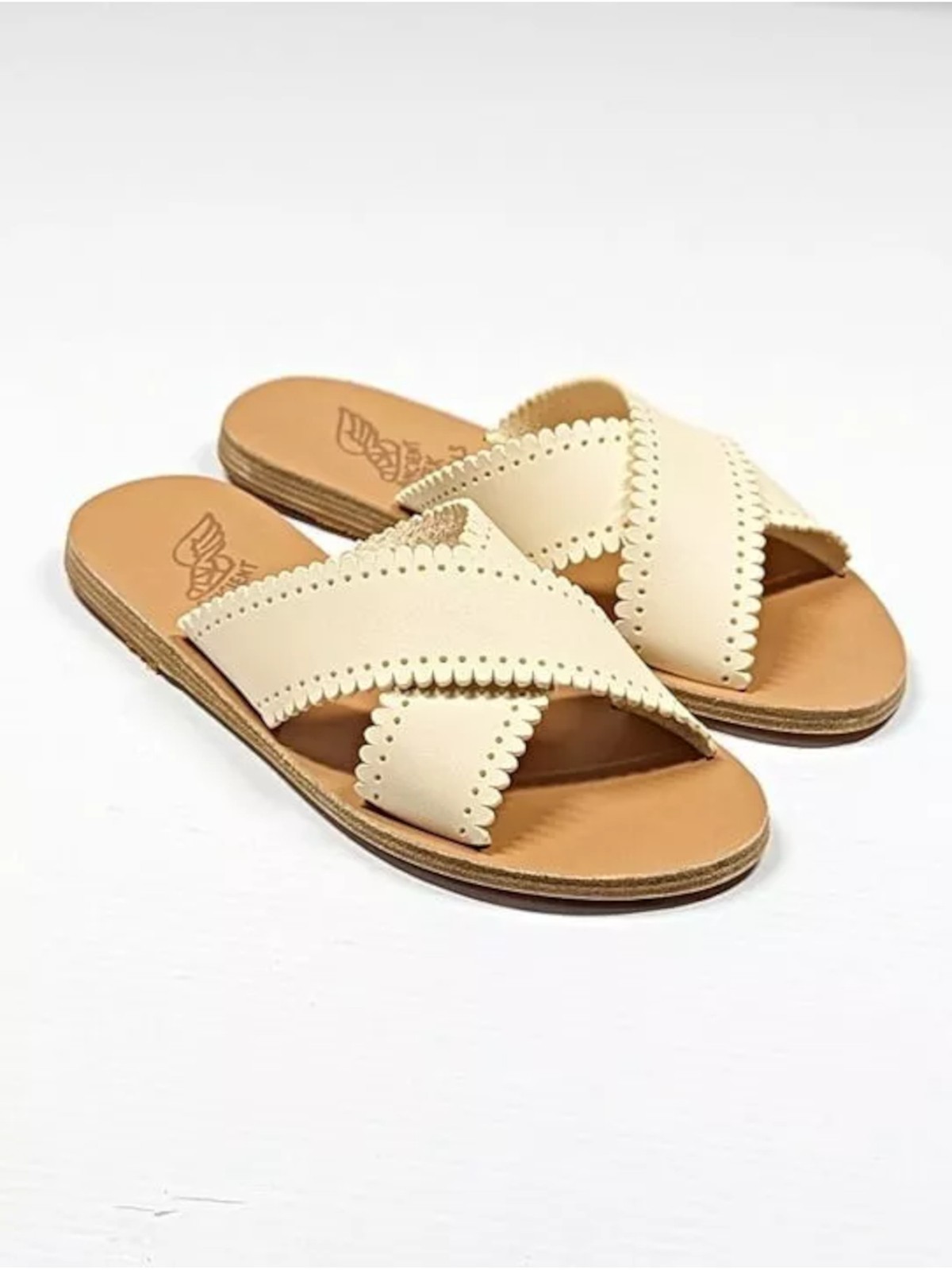ANCIENT GREEK SANDALS Womens Ivory Straps Philourgos Open Sandals Shoes 39