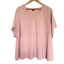 Shein Curve Plus Shirt Women’s 2XL Pink Short Sleeve Lightweight Pullover Blouse