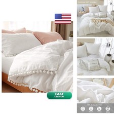ETDIFFE White King Size Duvet Cover Set 3 Piece 90x104 Inch
