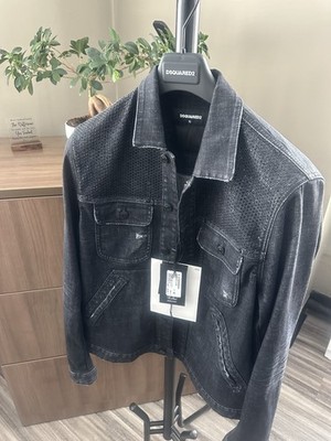 DSQUARED2 Distressed Black Denim Trucker Jacket NWT Size Large / 52