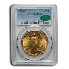 1910 $20 St Gaudens Gold Double Eagle MS-64 PCGS CAC
