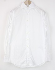 SUITSUPPLY Men's White Slim Twill Cotton Long Sleeve Shirt 37/14 1/2 Classic 