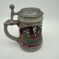 Vintage Gerz German Lidded Beer Stein Old World Feast