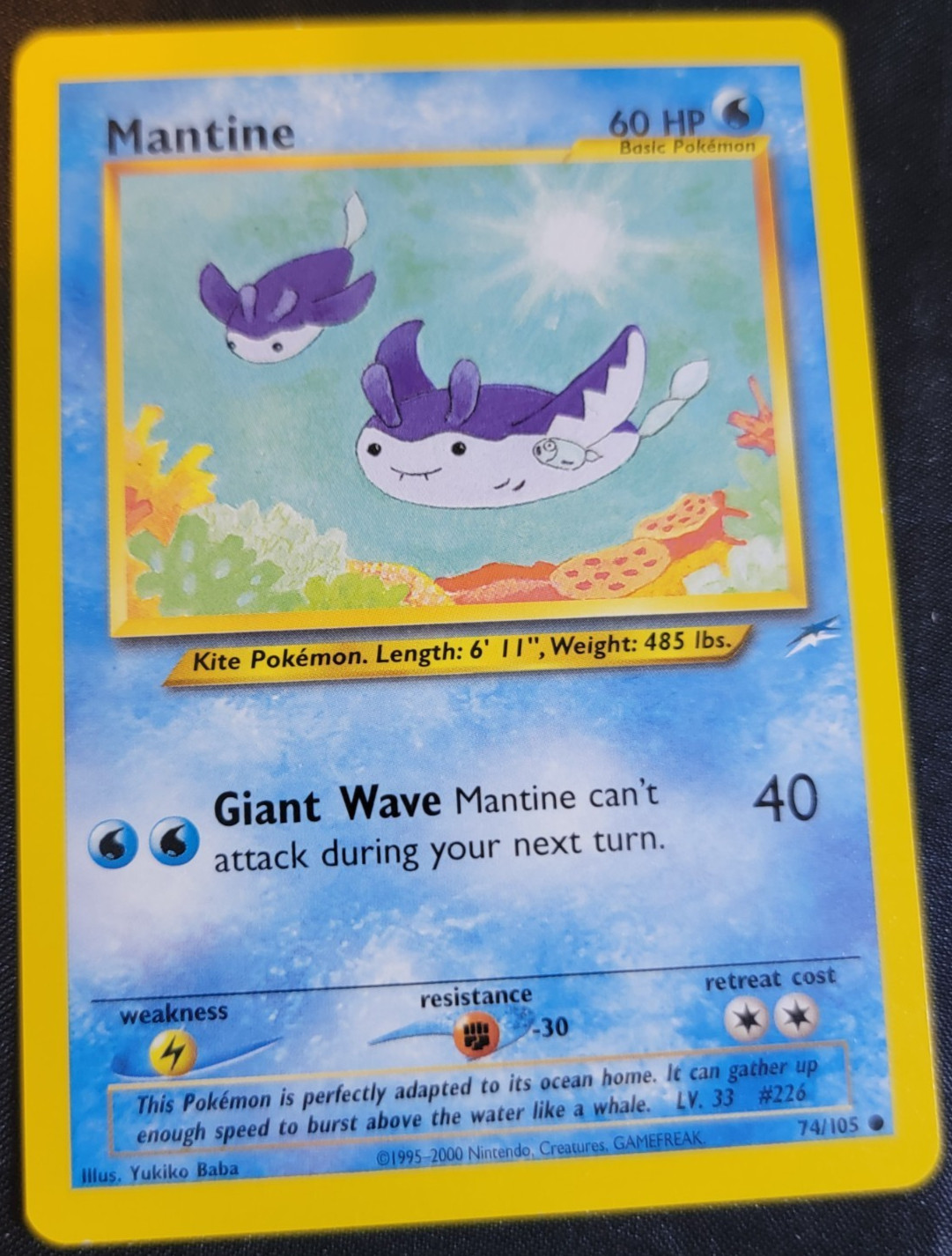 Mantine # 74/105 Neo Destiny Set Pokemon Trading TCG Rares Game Cards LP