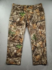 Realtree Pants Mens XL Cargo Straight Lined Scent Factor Camo Hunting Zip Leg