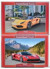 2 x Puzzle  500 Teile Castorland,  Dubai, Auto  Sportwagen Dolomiten Berge Alpen