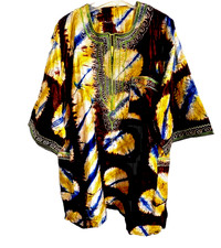 African Moroccan Men Tunic Shirt Caftan Hand Dyed Embroidered Size XL Chest 53"