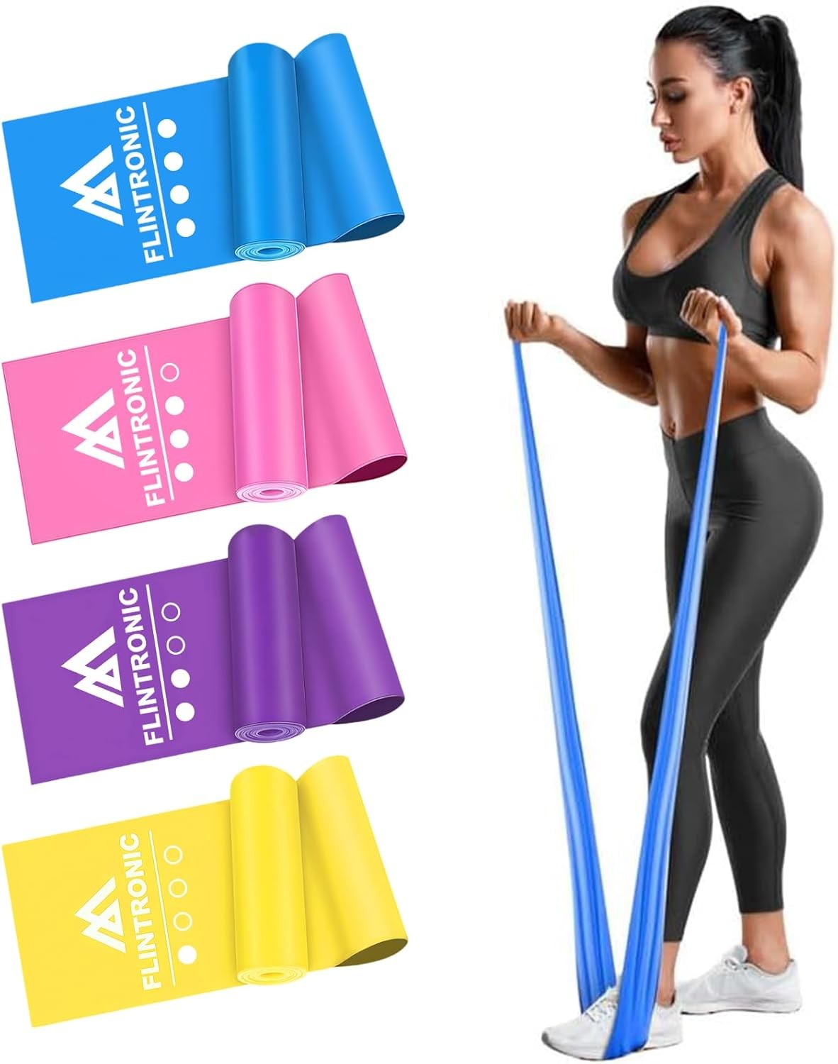 Flintronic Exercise Resistance Bands, 3/4 Pack Resistance Bands Set, TPE Elasti