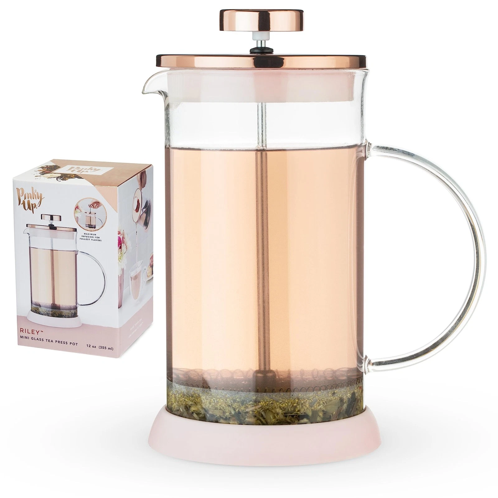Riley Mini Glass Tea Press Pot, Coffee Maker, French Press for Loose Leaf Tea...
