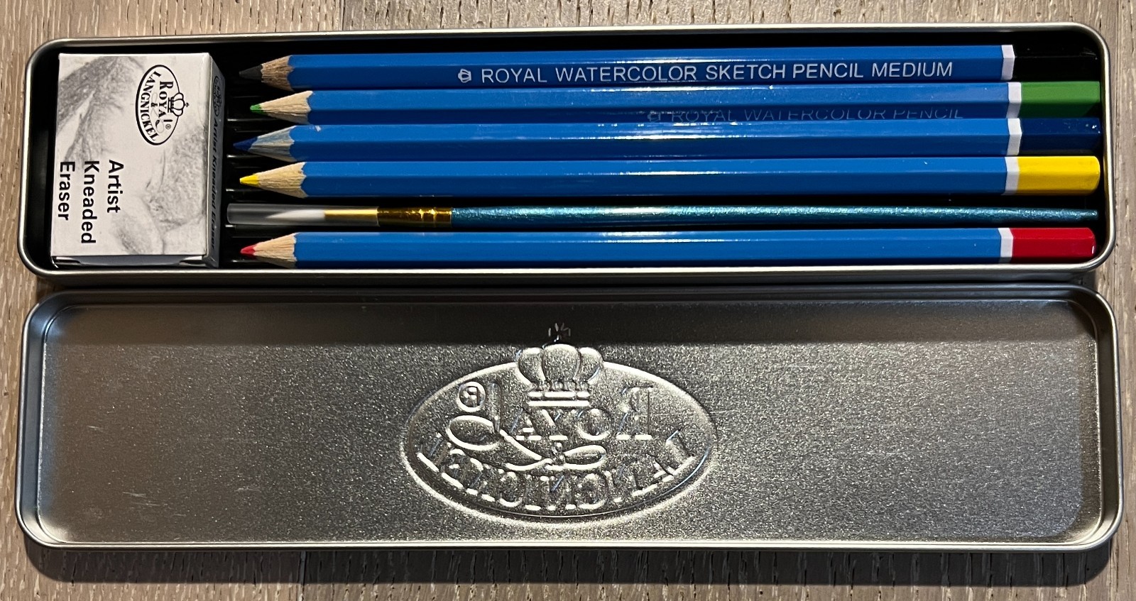 Royal & Langnickel 5 Color Pencils, brush, kneaded Eraser Drawing Set-Open BX