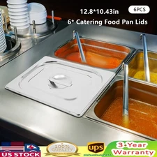 6pcs Catering Food Pan Lids Commercial Stainless Steel Food Pan Lid Seamless Lid