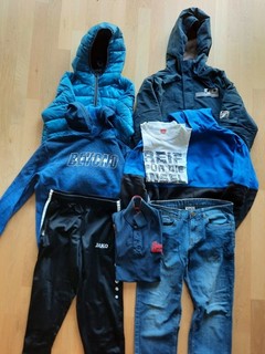 Jungen Paket Herbst Set Übergang Jacke Hose Hoodies 158 164 blau 8 Teile