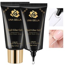 UNA GELLA Gel Nail Glue 80g Super Strong U V 1.41 Ounce (Pack of 2), Clear