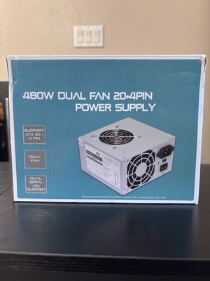 Logisys PS480D2 480W Dual Fan ATX 20+4 Pin Power Supply New