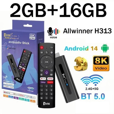 TV98 ATV Smart TV Stick - Allwinner H313, HD/4K/8K, 2GB RAM, 16GB, BT5.0