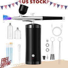 NEW Cordless Airbrush Kit with Compressor 48PSI 0.3mm Nozzle Black