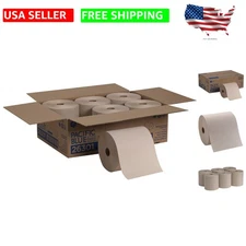 Brown Hardwound Paper Towel Rolls, 800 Feet Each, 6 Rolls - Eco-Friendly Choice