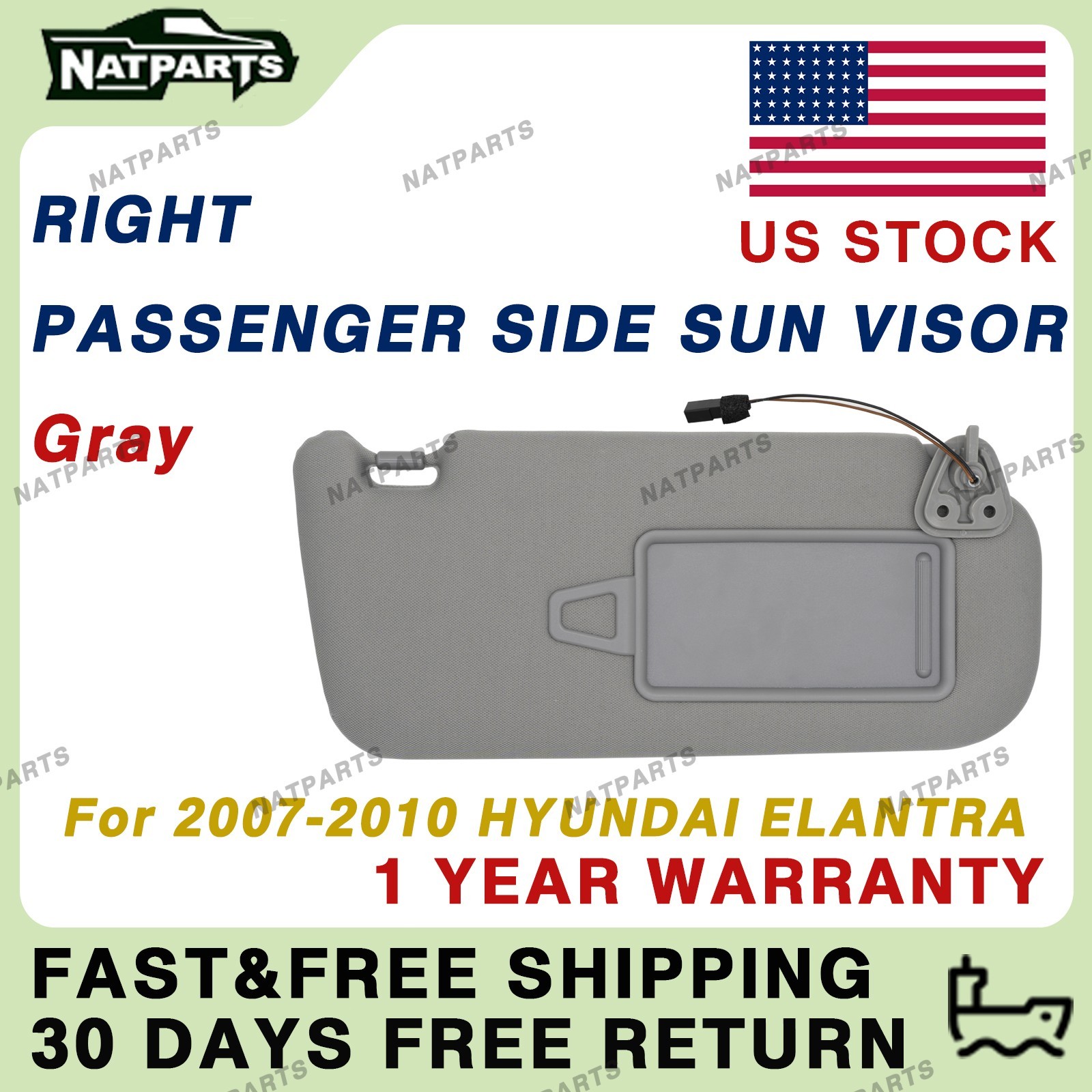 Right Passenge Side Sun Visor w/Light for Hyundai Elantra 2007-2010 852202H1618M