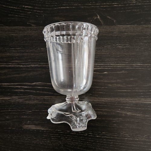 Hobbs Tri Footed Glass EAPG Lion's Head Base 6" Water Goblet Light Pink Vintage