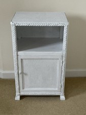 White Painted Bedside Cabinet - Lloyd Loom Vintage with optional Glass Top