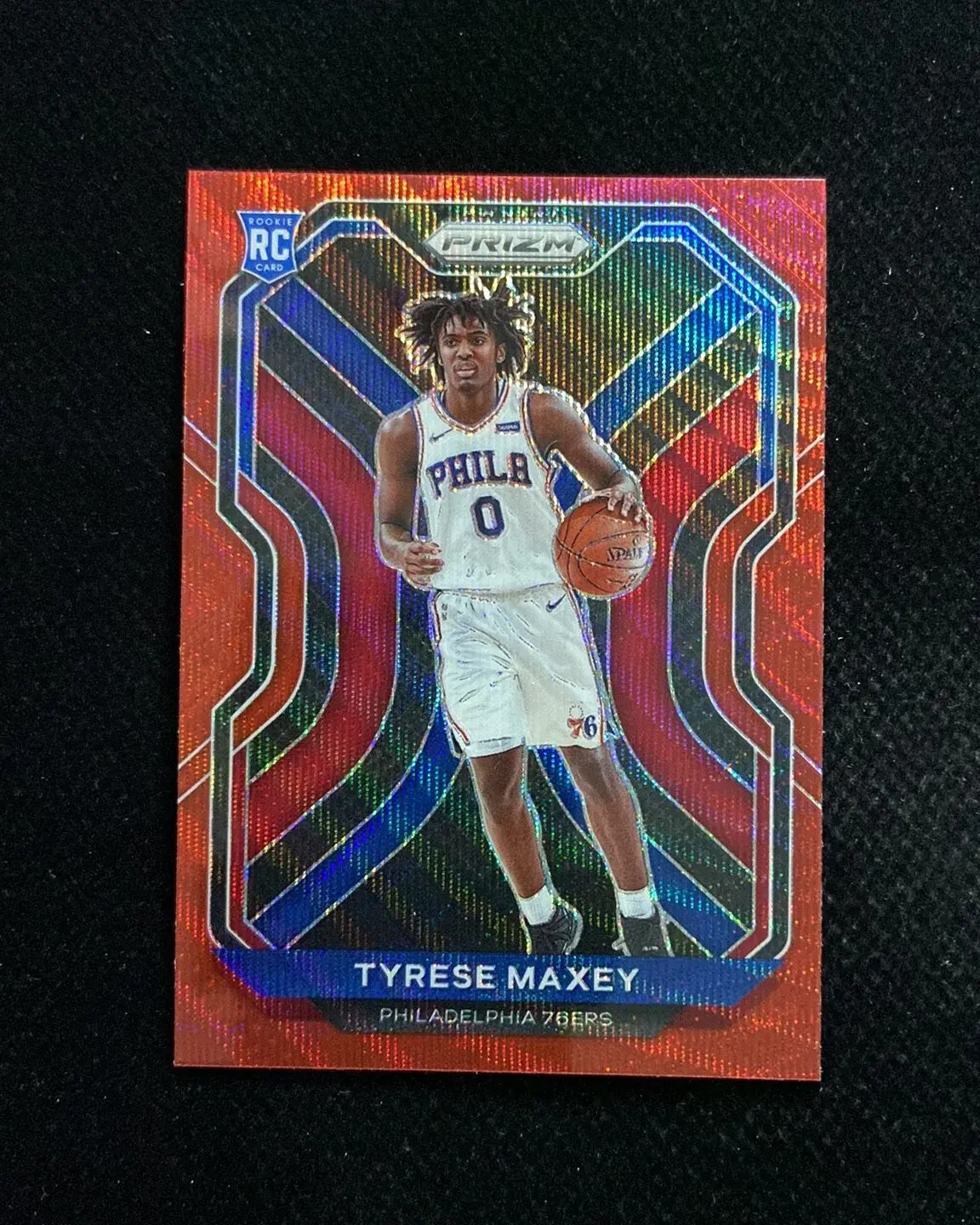 2020-21 Panini Prizm Red Wave #256 Tyrese Maxey RC Rookie 76ers ZR48