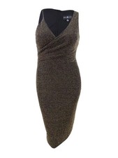 Betsy & Adam Women's Surplice Shine Dress (14, Black/Gold)