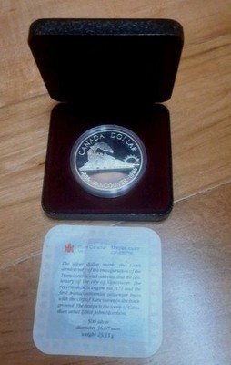 1986 VANCOUVER CENTENNIAL ROYAL CANADIAN MINT SILVER PROOF DOLLAR w/COA!