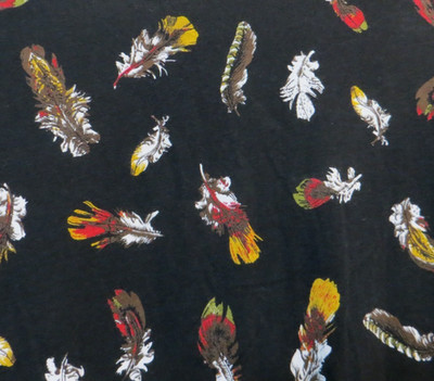 Relativity Henley Shirt Womens 2X Black Multicolor Feathers Long Sleeve Tee Top