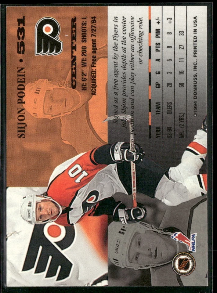 1994-95 Leaf #531 Shjon Podein - Image 2 of 2